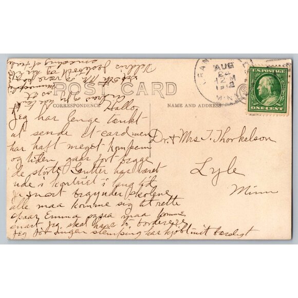 Antique 1911 Norwegian Postcard With Woman & Child w/ English translation #1682 - Picture 2 of 2